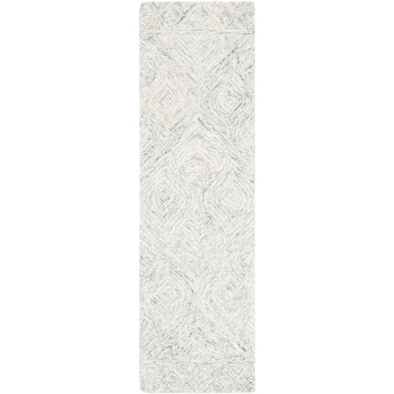 Beige and Gray Hand-Tufted Wool Ikat Runner Rug