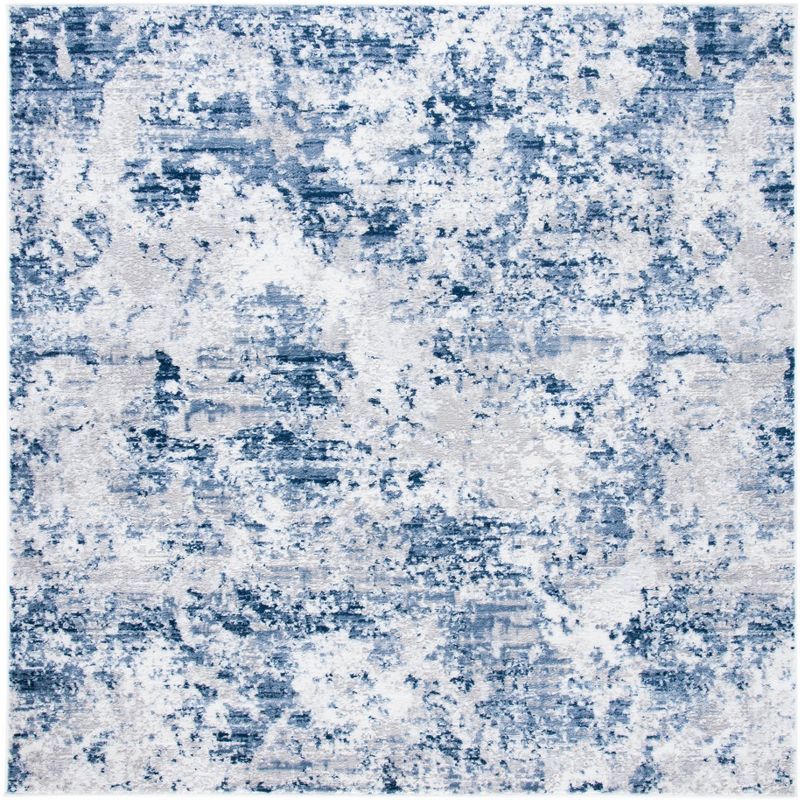 Amelia Navy and Gray Abstract Square Rug