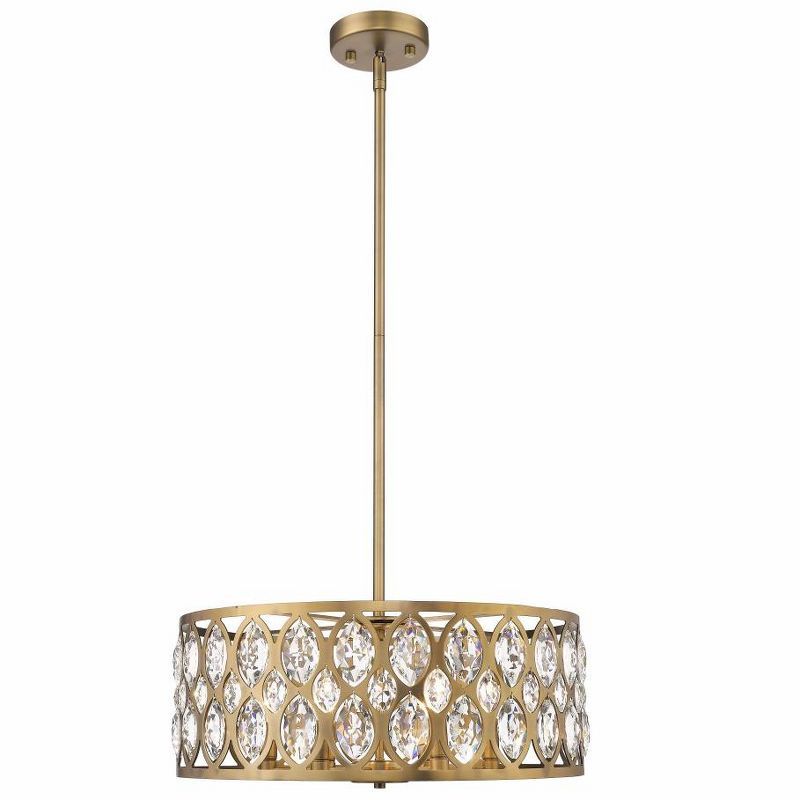 Dealey 23'' Heirloom Brass Round Chandelier with Crystal Accents