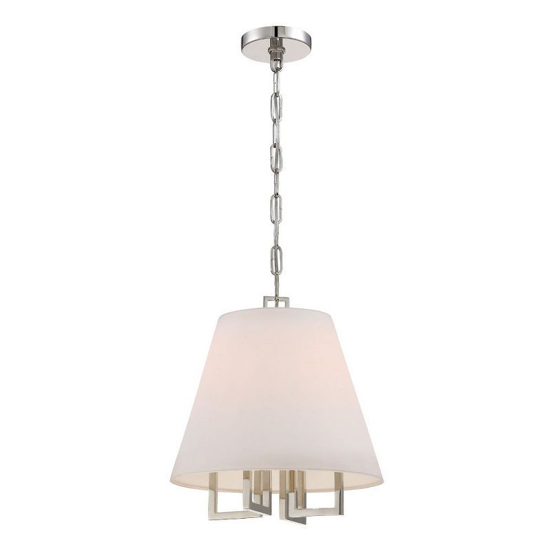 Polished Nickel Mini Chandelier with Silk Shade