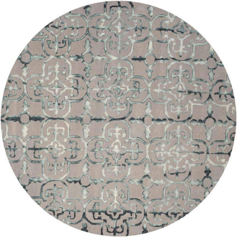 Ivory and Charcoal Hand-Tufted Wool Round Area Rug