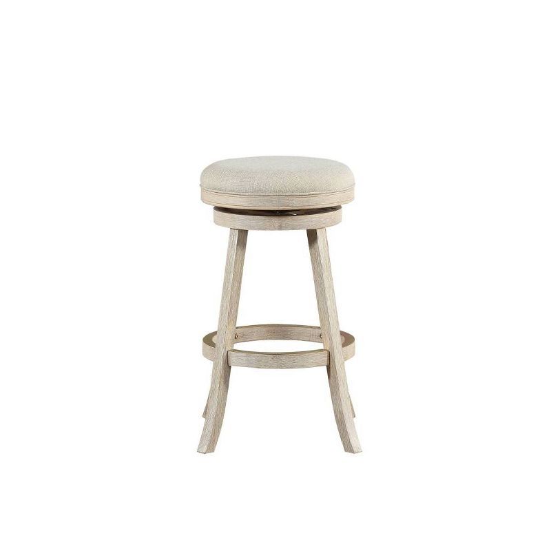 Ivory Wire-Brush 35" Swivel Round Barstool with Linen Seat