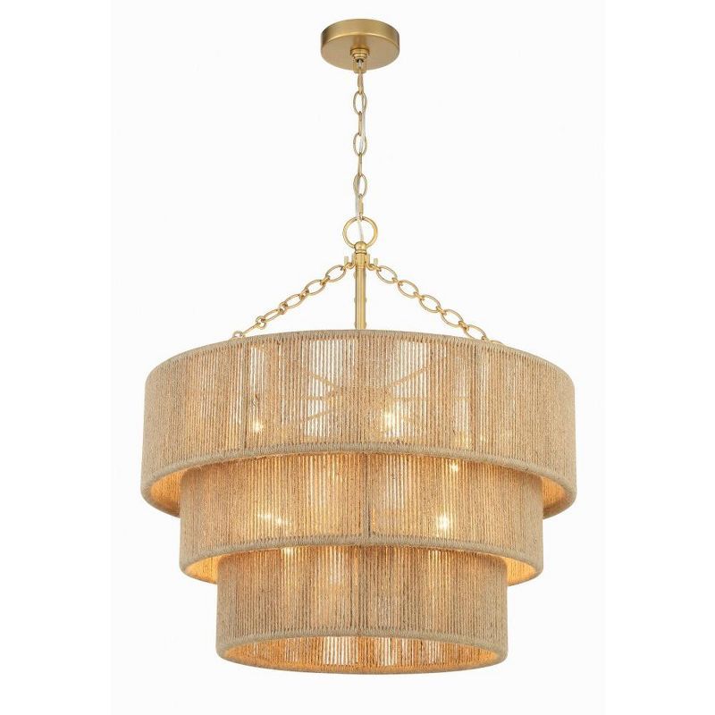 Shyla Soft Gold 10-Light Tiered Jute Chandelier