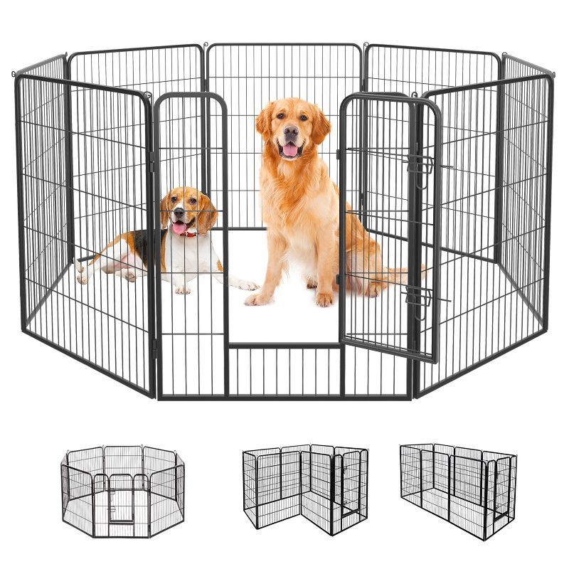 Heavy Duty Black Metal Pet Playpen with Door