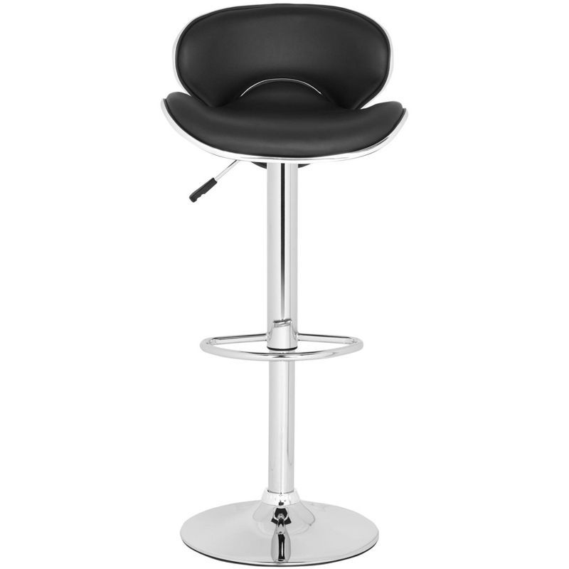 Shambi Black Adjustable Swivel Bar Stool with Chrome Base