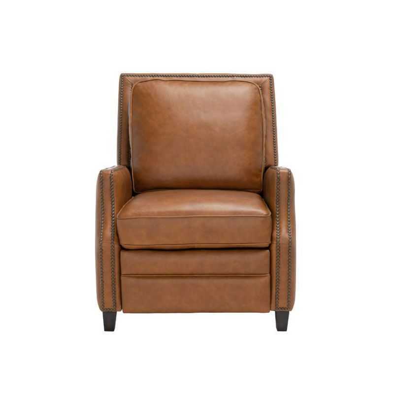 Buddy Contemporary Leather Recliner in Coffee Brown with Birch Wood Legs
