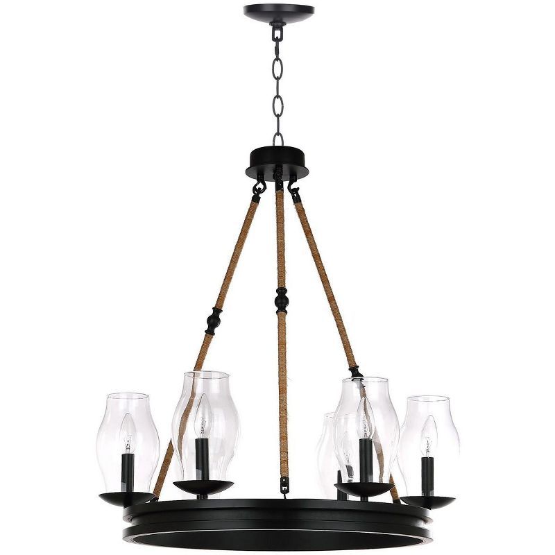 Luxurious 25" Dia. Black/Brown Metal & Glass Adjustable Chandelier