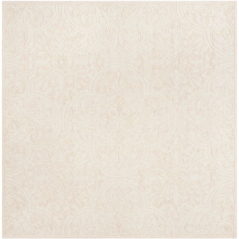 Elegant Ivory Square Hand-Tufted Wool Area Rug - 8'