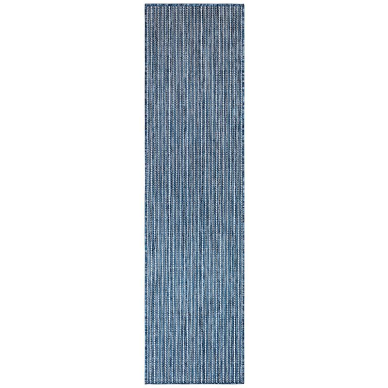 Navy Stripe Synthetic Flatwoven Indoor/Outdoor Rug