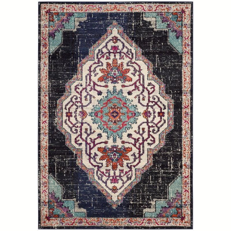Luxurious Monaco Blue Rectangular Synthetic Area Rug, 6'7" x 9'2"