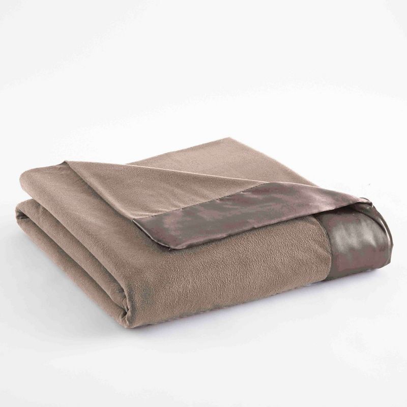 Full Hazelnut Micro Flannel Fleece Blanket with Satin Hem