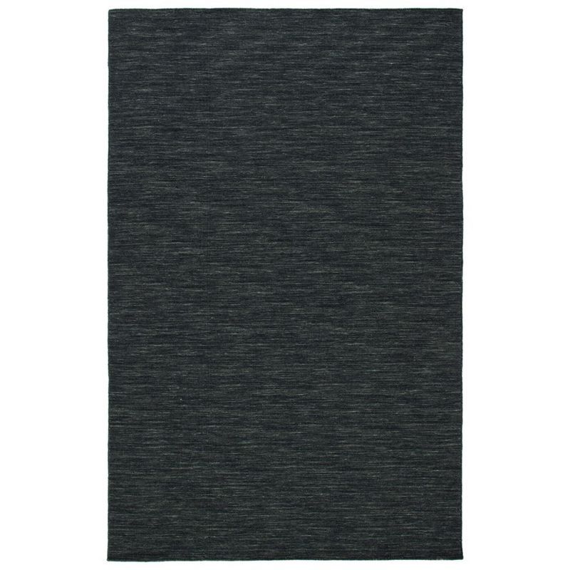 Bohemian Charcoal-Grey Flat Woven Wool-Cotton Area Rug 5x8