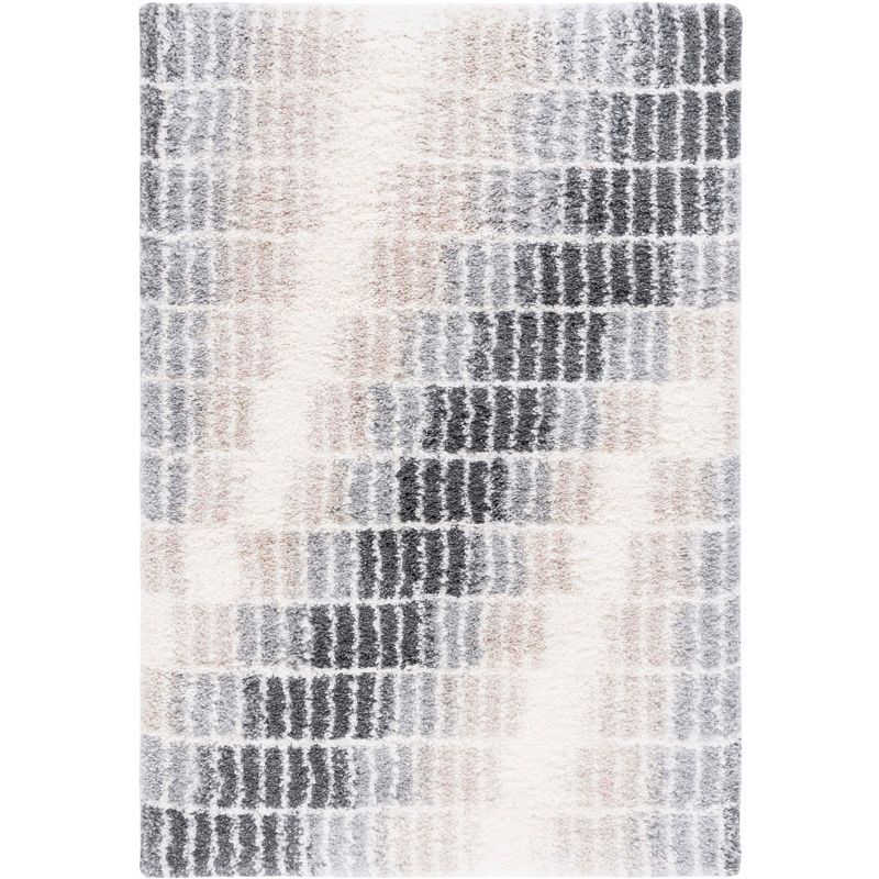 Fontana Ivory and Grey Rectangular Shag Area Rug