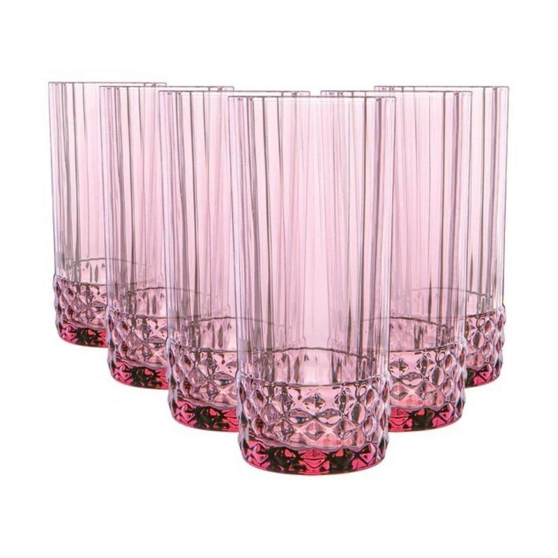Lilac Rose Tall Faceted Glass Set of 6, 16.25 oz