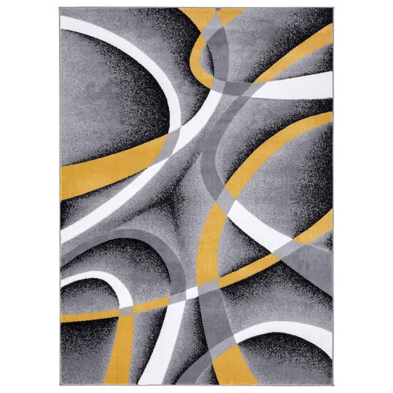 Yellow and Gray Abstract Geometric 2' x 3' Area Rug