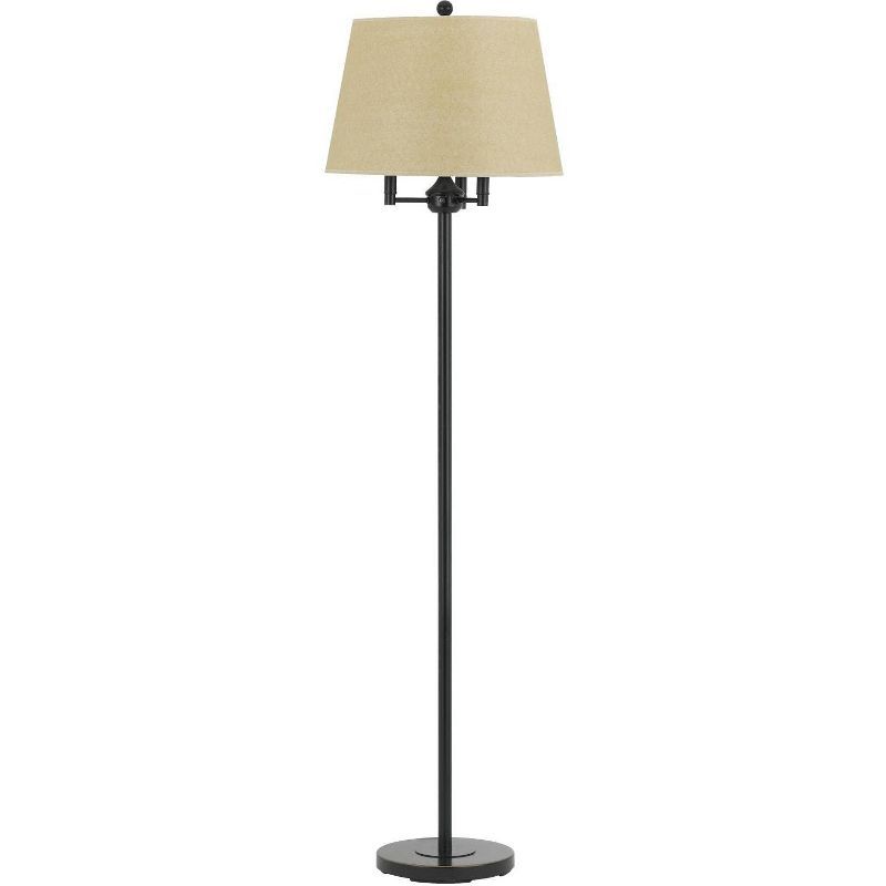 Andros Dark Bronze Adjustable Floor Lamp with Beige Shade