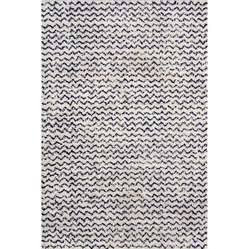 Dimora Navy Shag 9'x12' Synthetic Handmade Area Rug