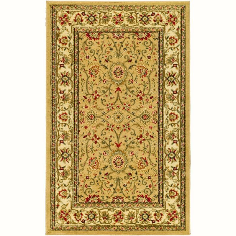 Beige and Ivory Floral Rectangular Area Rug