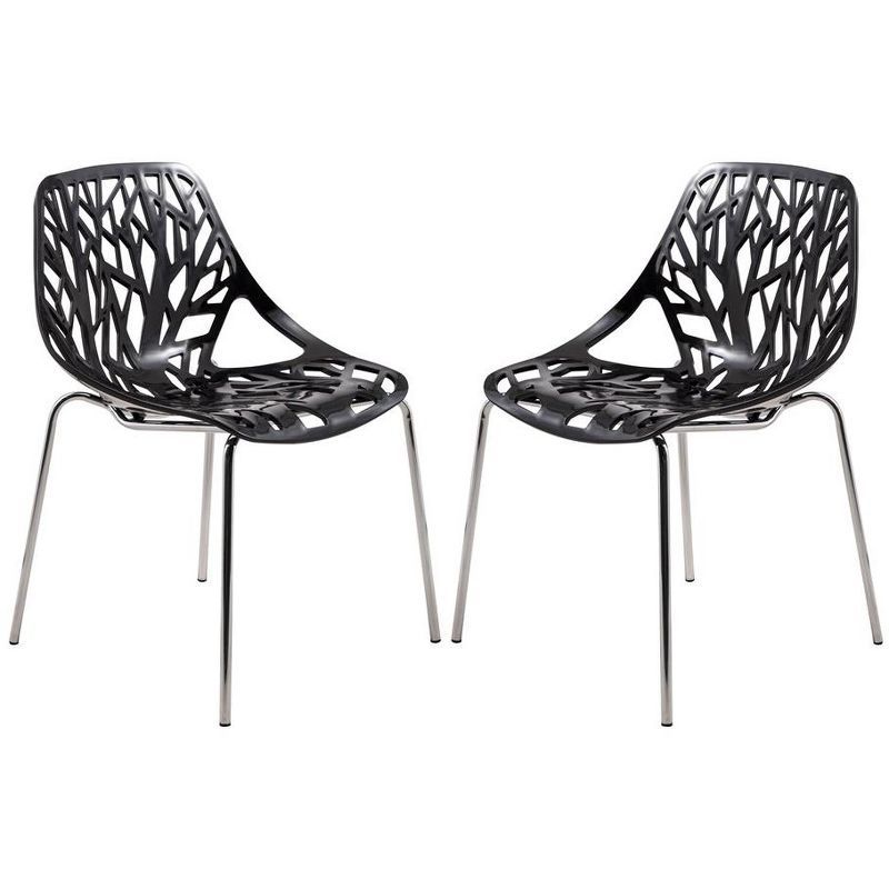 Asbury High-Back Black Wood & Metal Side Chair Set