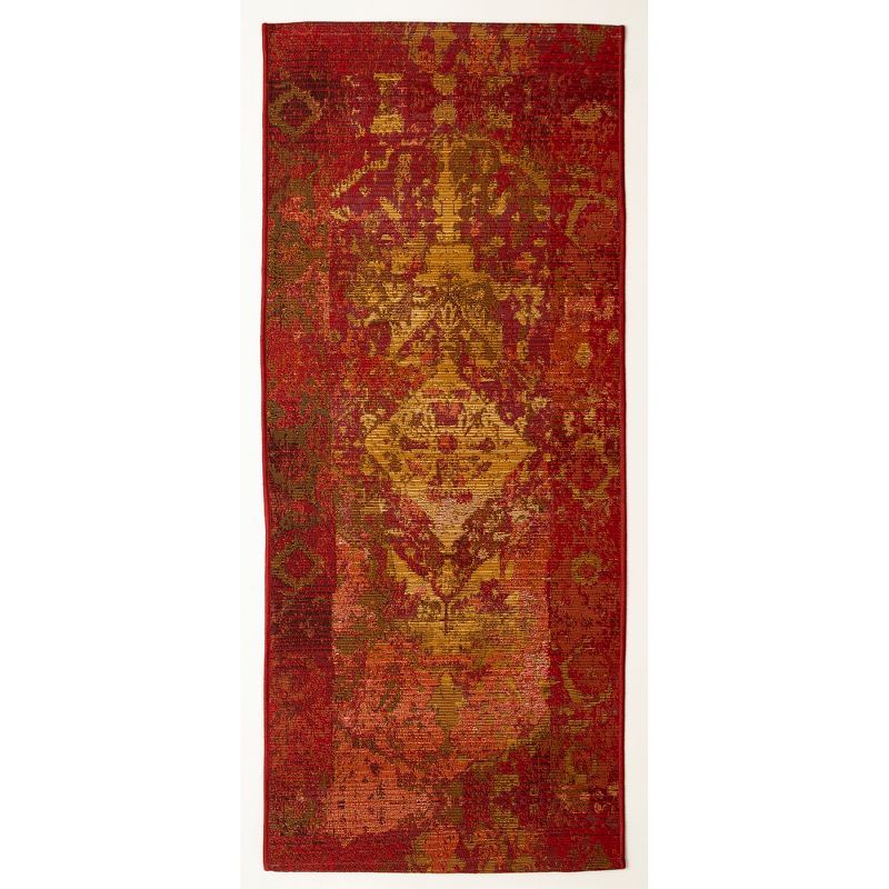 Saffron Red and Gold Flat Woven Indoor/Outdoor Rug