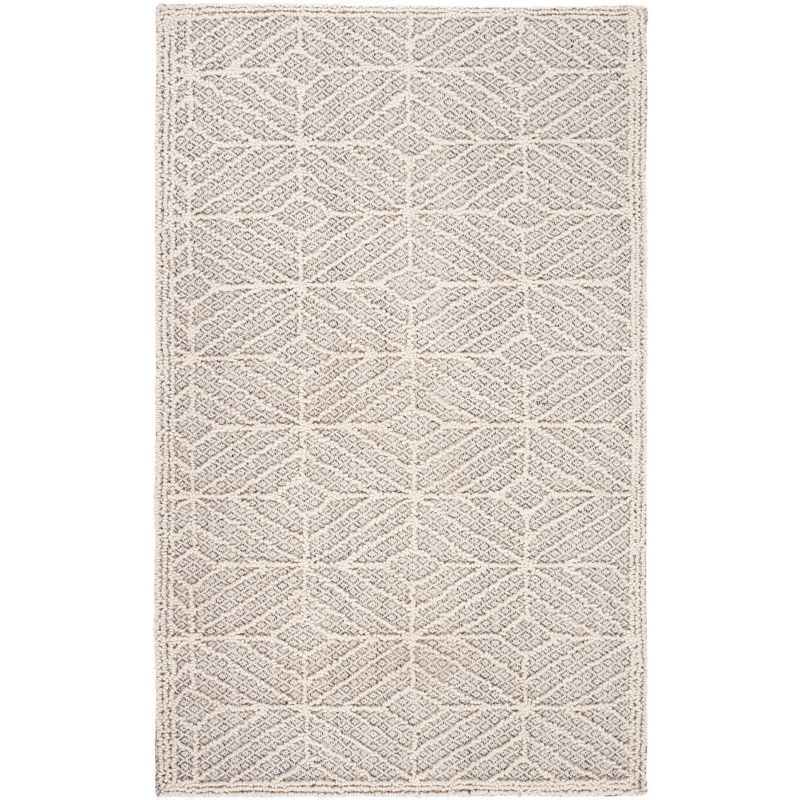 Ivory and Black Hand-Tufted Wool Rectangular Area Rug, 3' x 5'