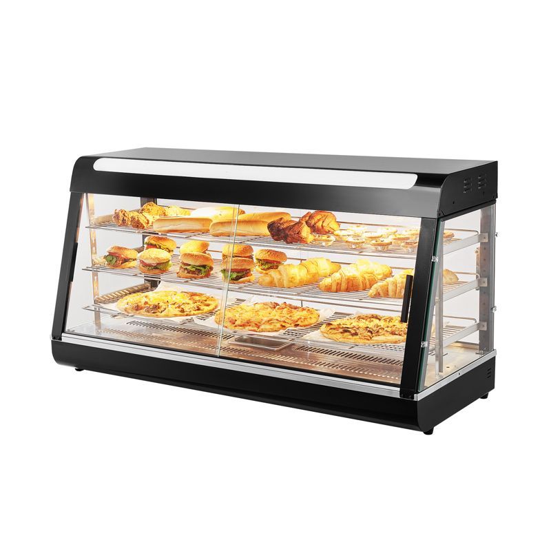 Black Stainless Steel 3-Tier Commercial Food Warmer Display