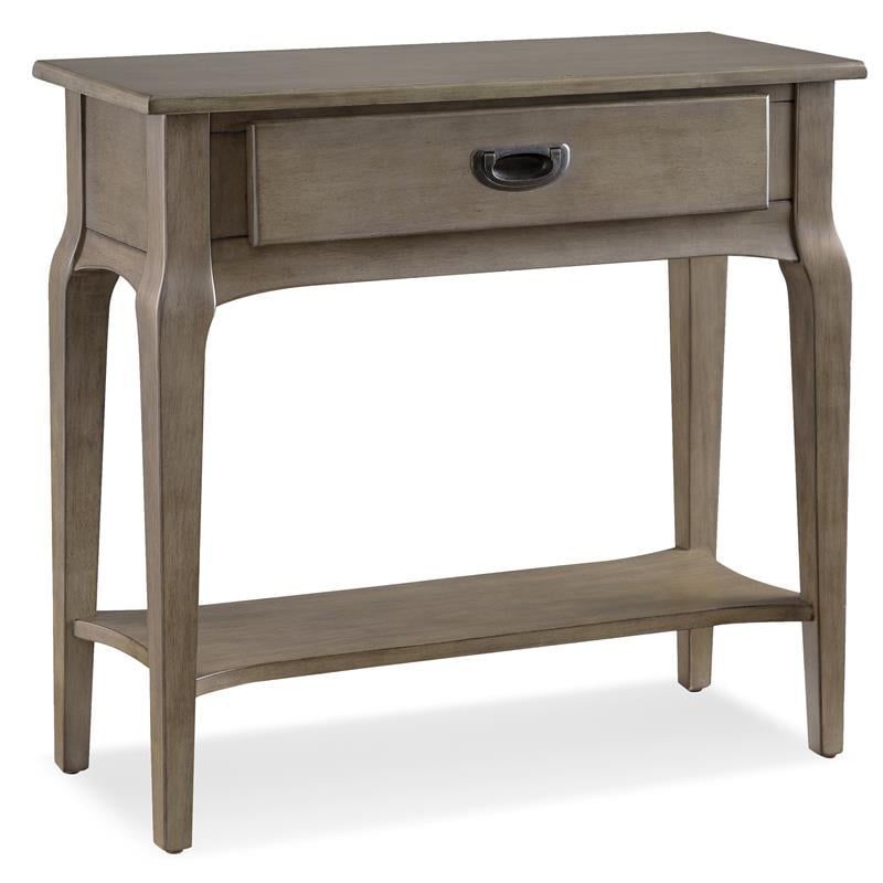 Gray Solid Wood Hall Console Table with Drawer and Shelf