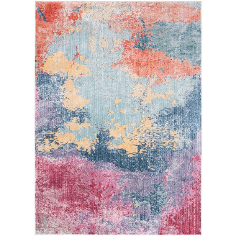 Handmade Blue Floral Synthetic 8' x 10' Rug