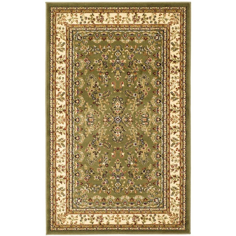 Sage and Ivory Synthetic Safavid Style Circular Area Rug