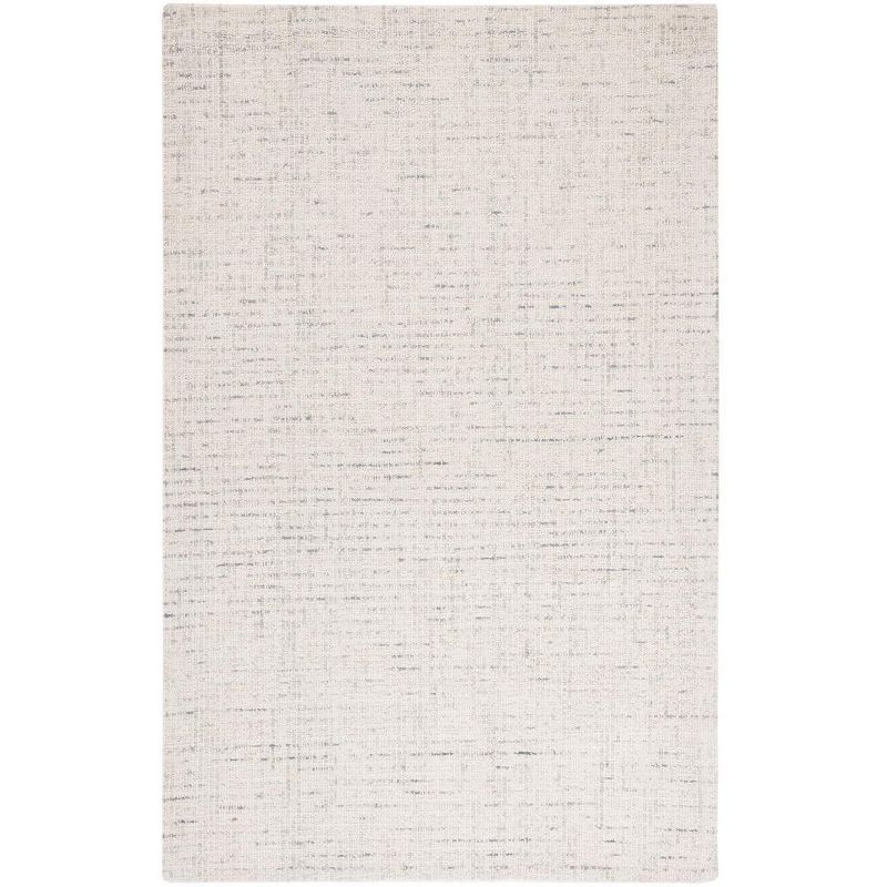 Ivory and Light Grey Hand-Tufted Wool Abstract Rug - 5' x 8'