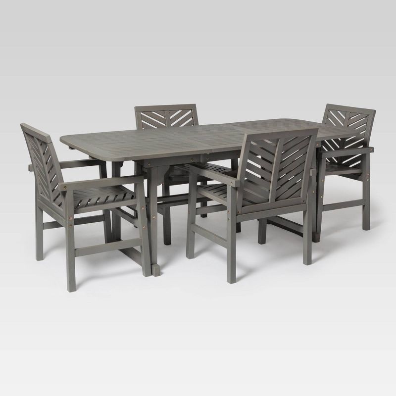 Modern 4-Person Chevron Walnut Wood Patio Dining Set