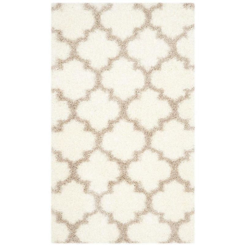 Ivory and Beige High Pile Shag Area Rug