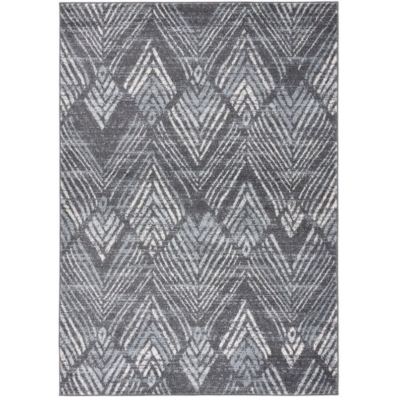 Gray Rectangular 8' x 10' Synthetic Non-slip Area Rug