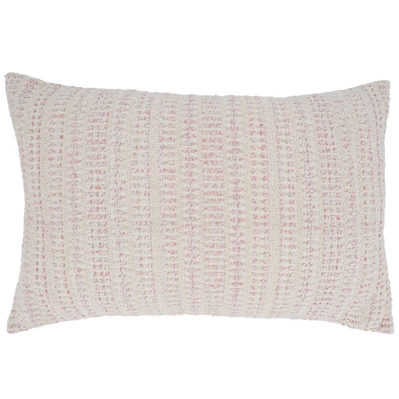 Pink Woven Line Cotton Polyester Pillow Cover 16x24