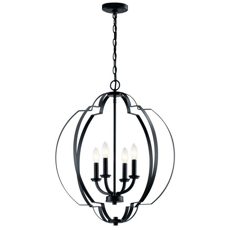 Voleta 26.25" Black Steel 4-Light Foyer Pendant