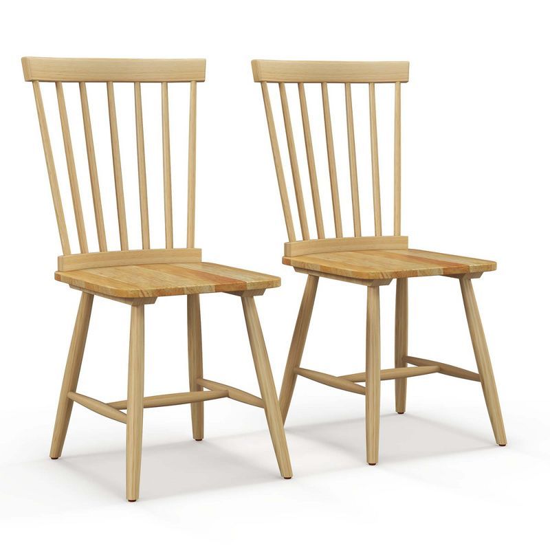 Natural Rubber Wood High Back Windsor Side Chairs