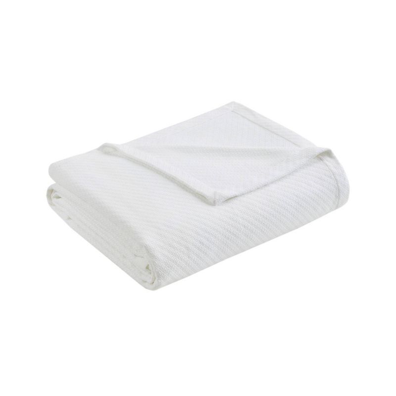 Twin White Liquid Cotton Machine Washable Blanket