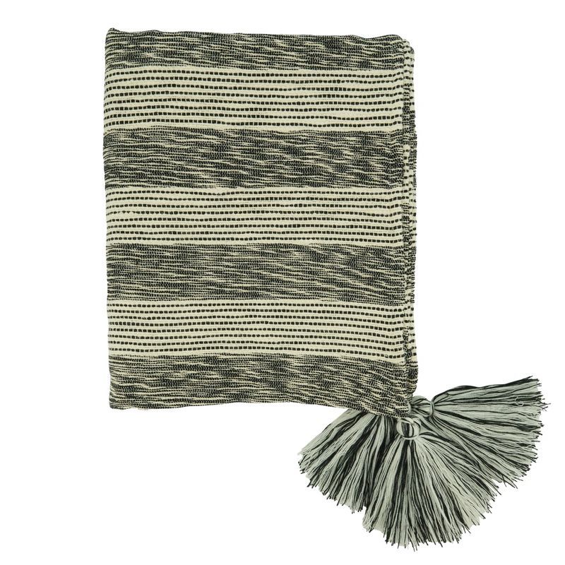 Black & White Striped Cotton Throw Blanket, 50 x 60 in