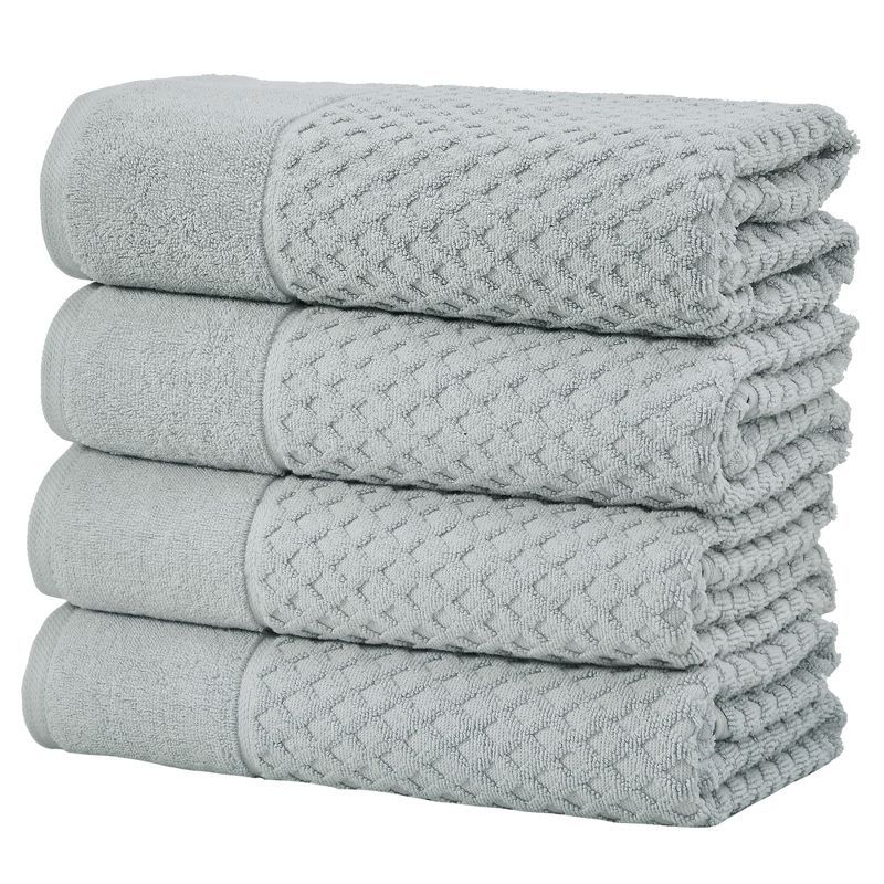 Light Gray Cotton Quick-Dry Textured Bath Towel Set (Pack of 4)