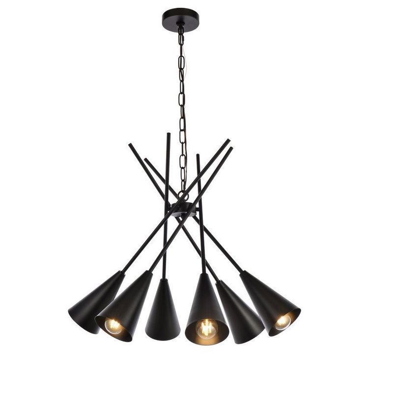 Casen 32" Adjustable Height 6-Light Sputnik Iron Pendant in Black