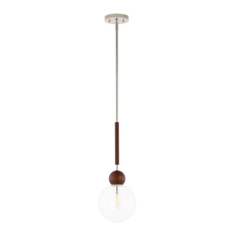 Elegant Nickel & Dark Walnut 7" Globe Pendant Light