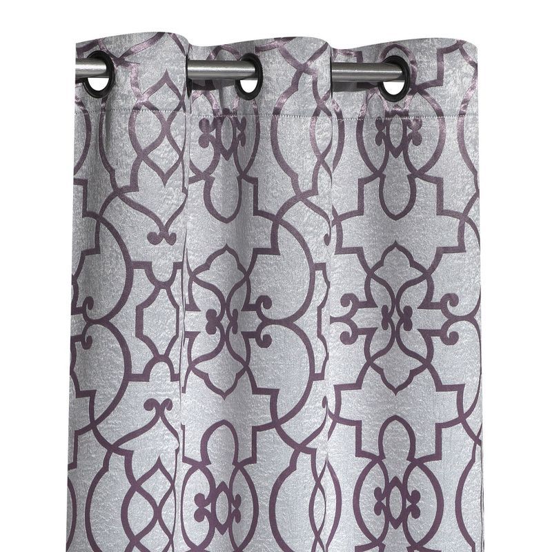 Purple Geometric Sheen Grommet Blackout Curtain Panels, 84 inches