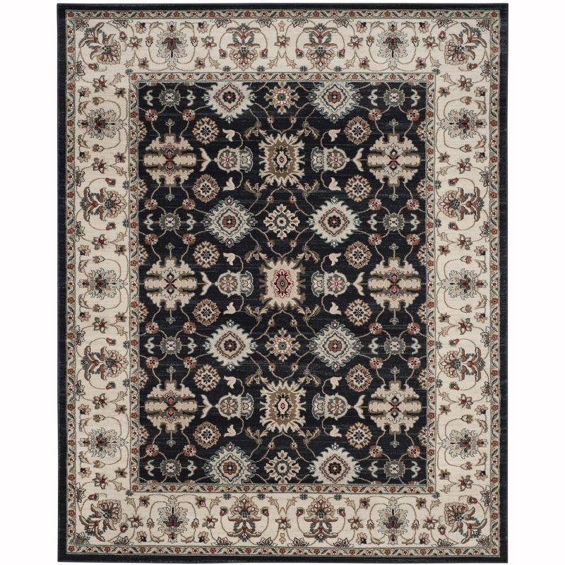 Lyndhurst 8' x 10' Navy and Cream Synthetic Area Rug
