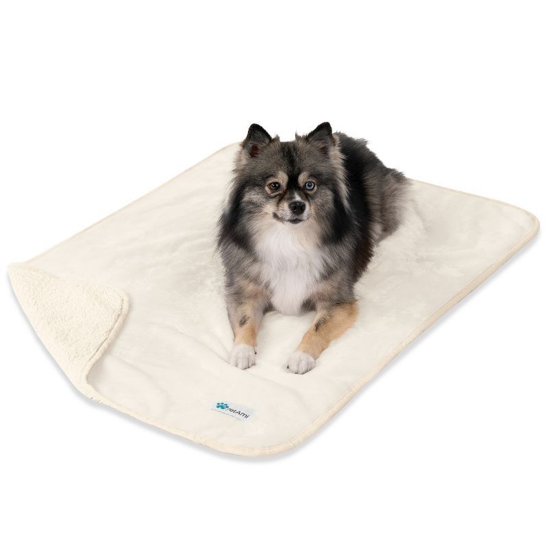 Medium Beige Waterproof Sherpa Fleece Dog Blanket