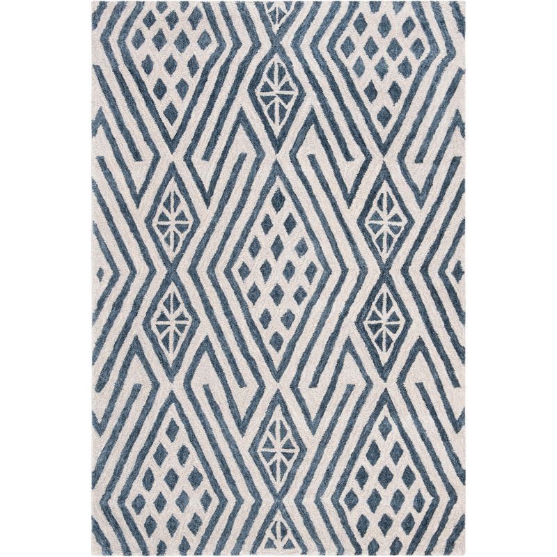 Artisan Blue Wool 4' x 6' Hand-Tufted Rectangular Area Rug