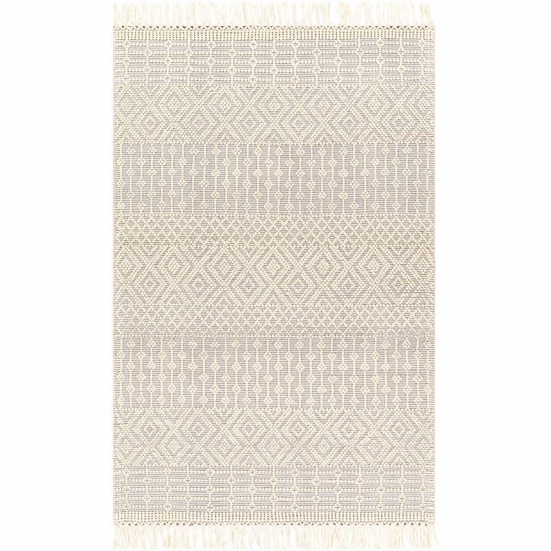 Handmade Gray and Ivory Wool Cotton 5' x 7' Area Rug