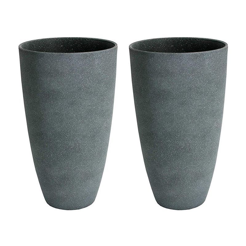 Weathered Gray Tall Composite Outdoor/Indoor Planter Pot Set