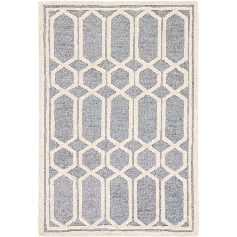 Ivory and Silver Hand-Tufted Wool 4' x 6' Area Rug