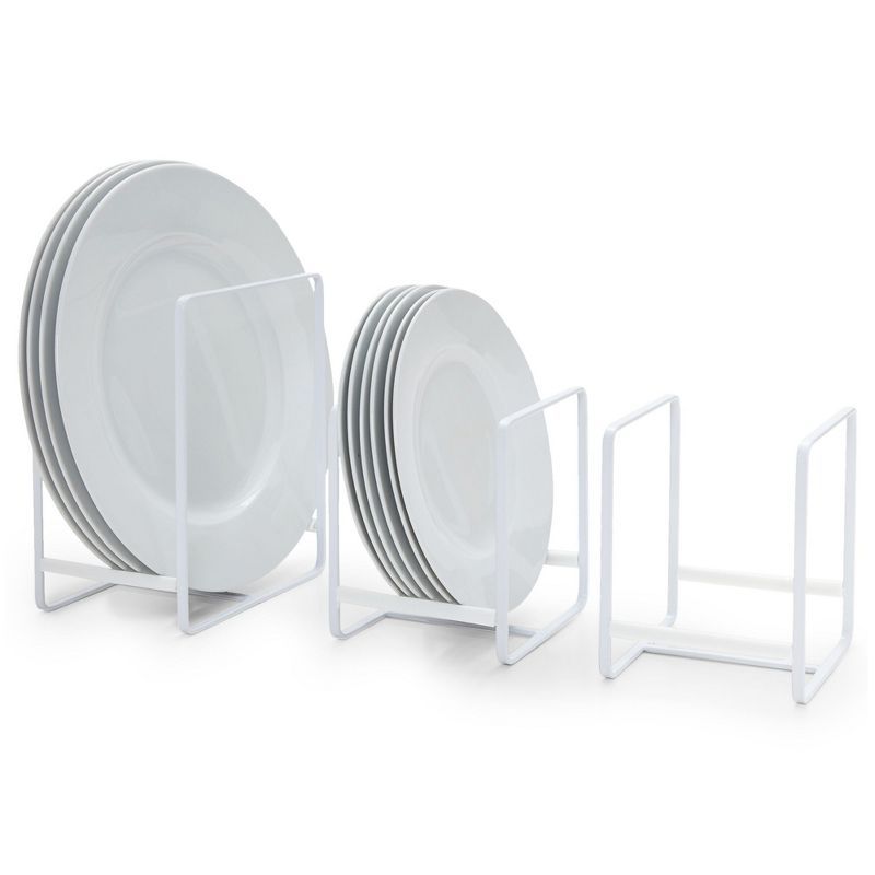 White Iron 3-Piece Kitchen Cabinet Plate Organizer Set