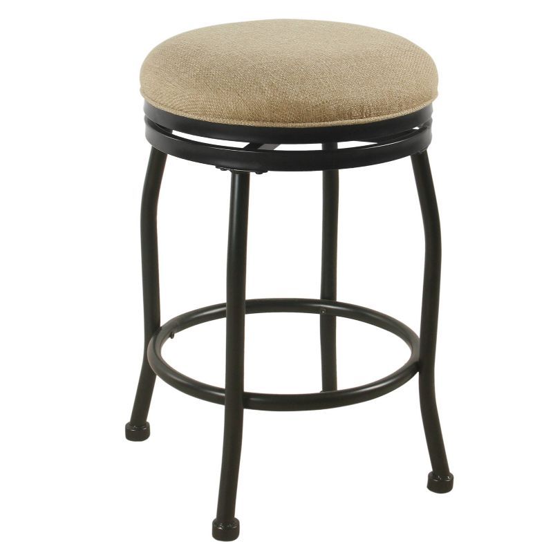 Tan Swivel Backless Wood and Metal Counter Stool, 24-Inch